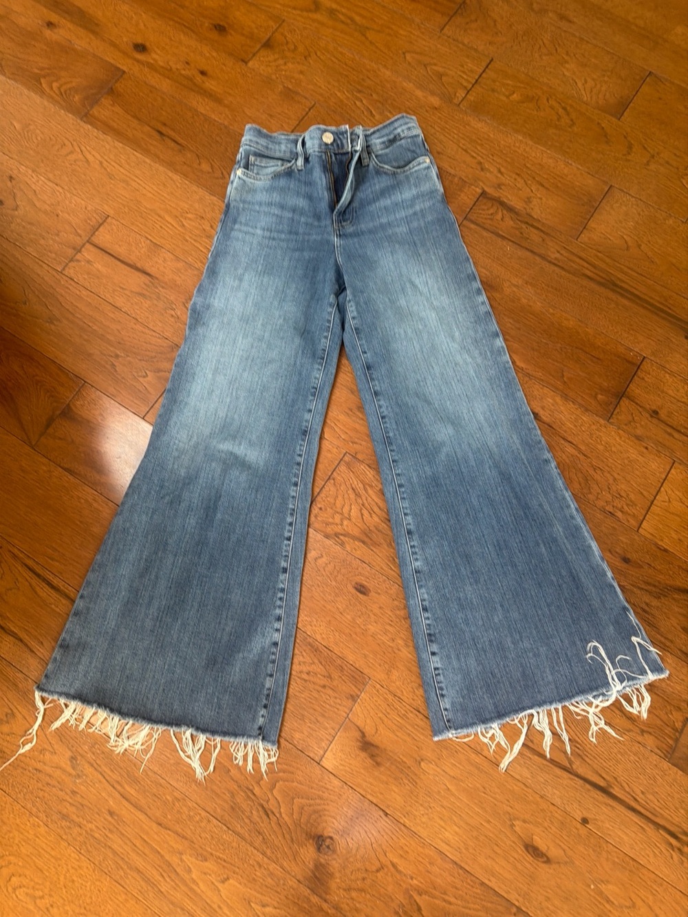 FRAME Wide Leg Frayed Hem Women’s Jeans - Blue